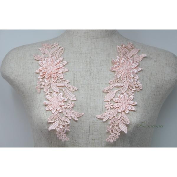 ケミカルレースモチーフ 1対 立体花 ピンクオレンジ (MFLB41SPBQJL)