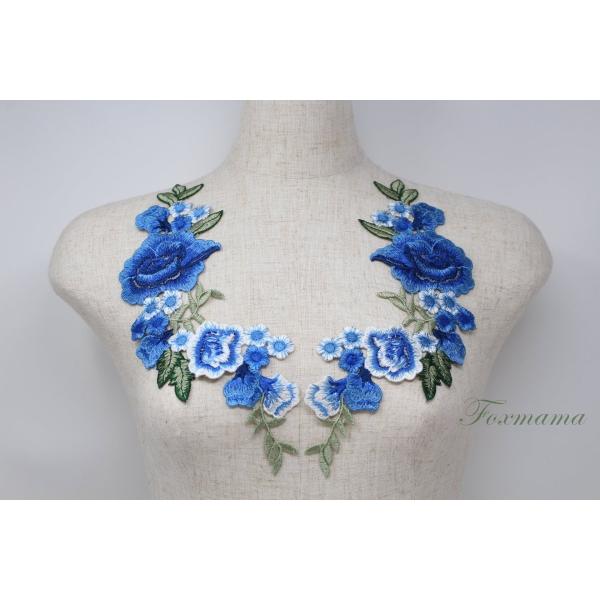 ケミカルレースモチーフ 1対 花 フラワー 青 (MFLB61BLJJJL)