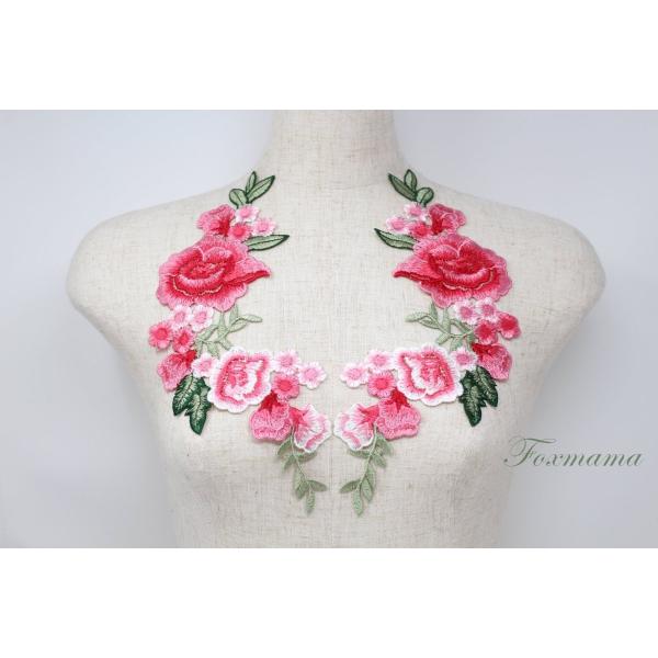 ケミカルレースモチーフ 1対 花 フラワー 濃ピンク (MFLB61DPJJJL)