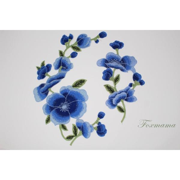 ケミカルレースモチーフ 2種セット 花 フラワー 大輪 青 ブルー(MFLD41BLJJ2S)