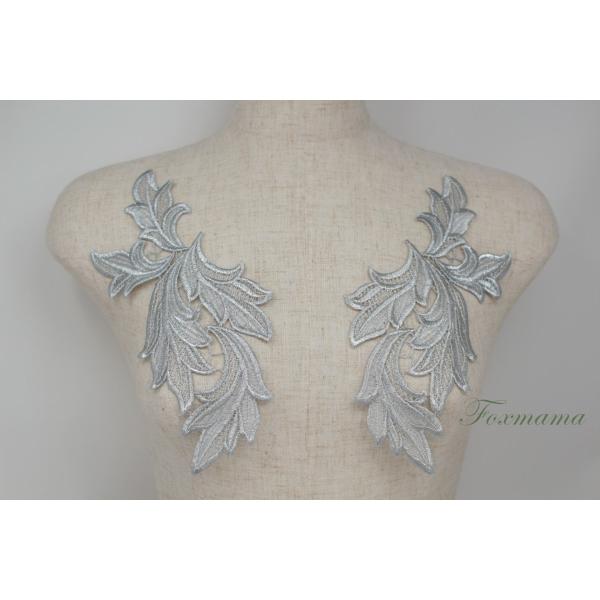 ケミカルレースモチーフ 1対 葉 銀ラメ糸 (MLFB21SVSJJL)