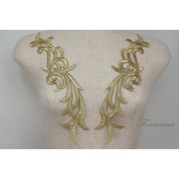 ケミカルレースモチーフ 1対 葉 金ラメ糸 (MLFC01GLSJJL)