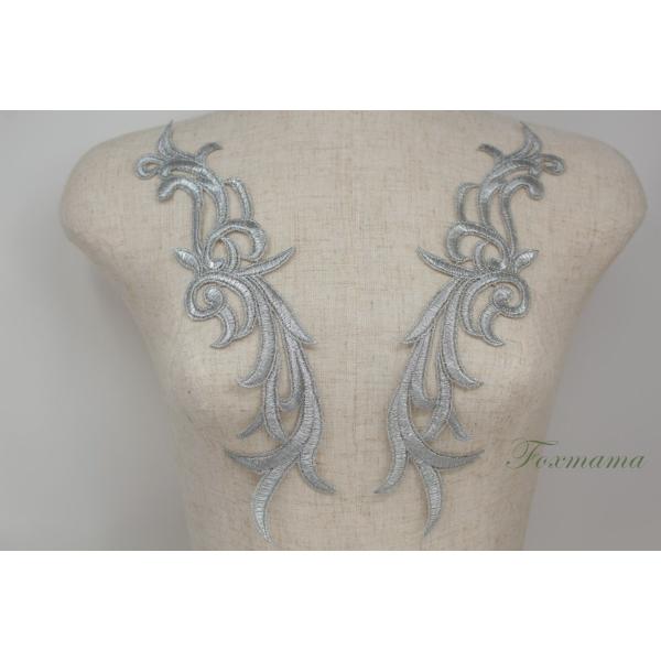 ケミカルレースモチーフ 1対 葉 銀ラメ糸 (MLFC01SVSJJL)