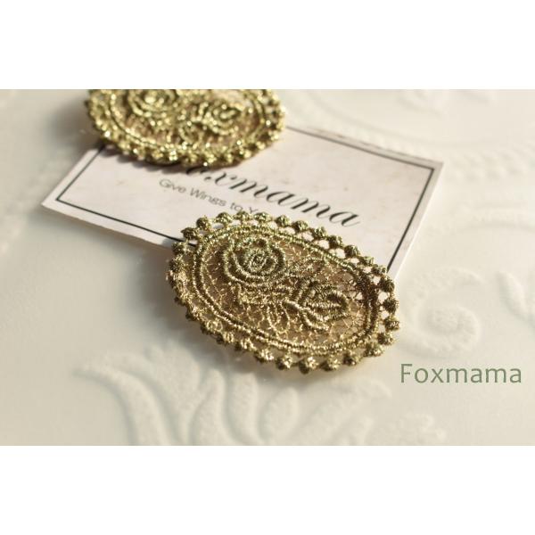 ケミカルモチーフ 2枚 楕円 花 ドット ラメ金 (MOV501GLHDLM)