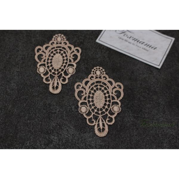 ケミカルレースモチーフ 2枚 シンメトリ 宮廷風  オレンジ味のあるベージュ (MSY801BGSJ...