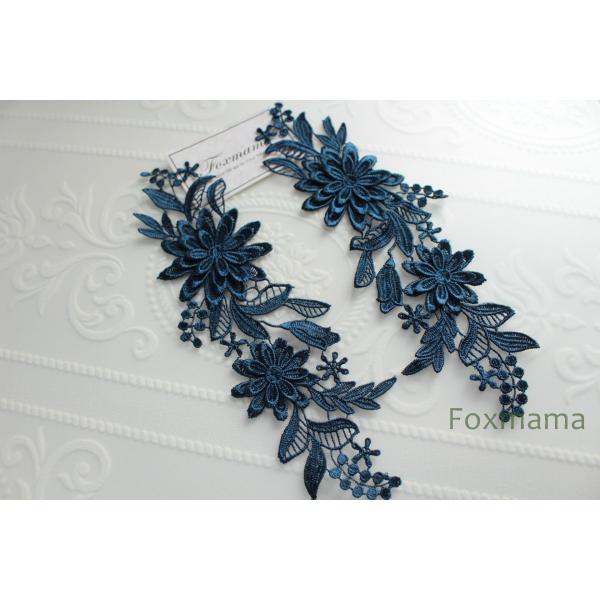 ケミカルレースモチーフ 1対 立体花 ネイビー(MTHB41NVHDJL)