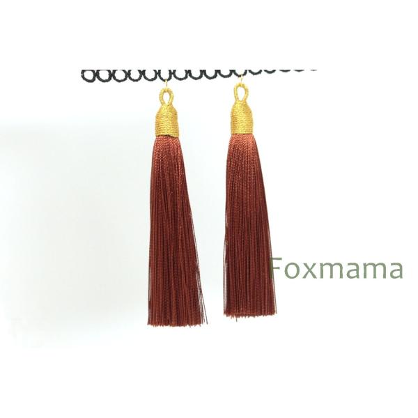 タッセル 2個 茶x金 ゴールド帽子 わっか付(PTS650BRWW00)