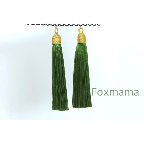 タッセル 2個 緑x金 ゴールド帽子 わっか付 (PTS650GRWW00)