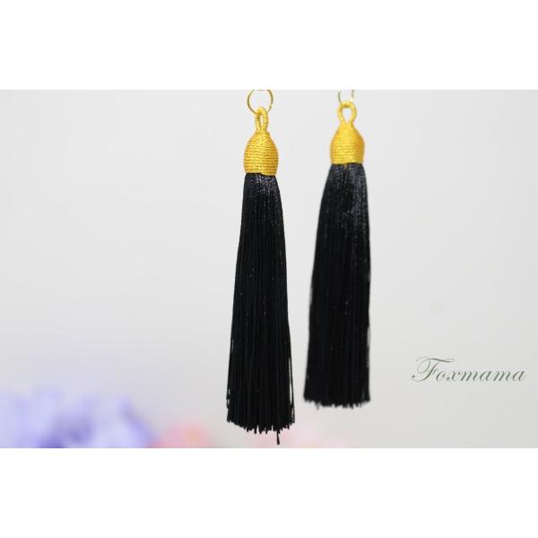 タッセル 2個 黒x金 ゴールド帽子 わっか付 (PTS65YBKJJ00)