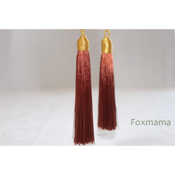 タッセル 2個 茶色 x 金色 帽子・わっか付 (PTS65YBRHD00)