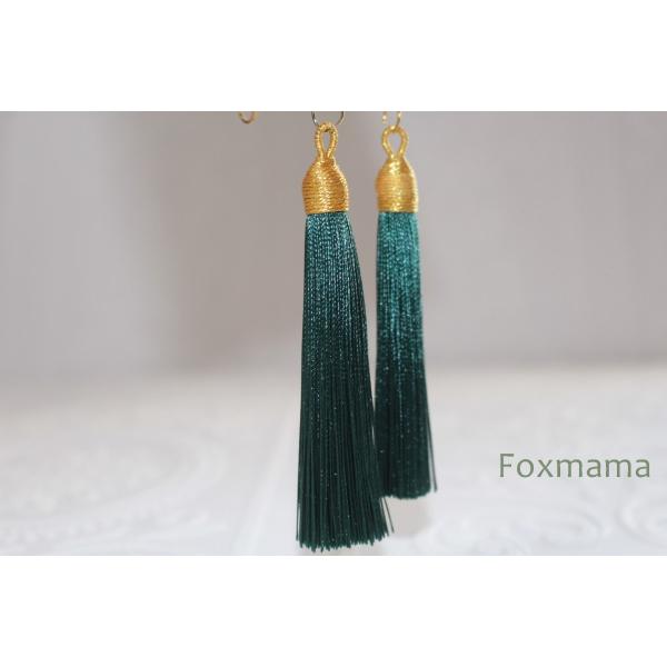 タッセル 2個 濃い緑 x 金色 帽子・わっか付 (PTS65YDGHD00)