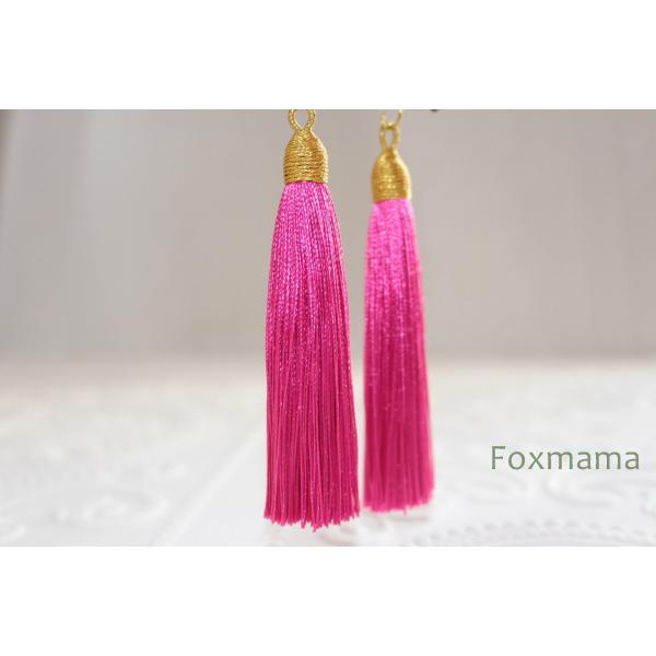 タッセル 2個 濃いピンク x 金色 帽子・わっか付 (PTS65YDPHD00)