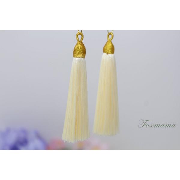 タッセル 2個 アイボリーx金 ゴールド帽子 わっか付 (PTS65YIVJJ00)