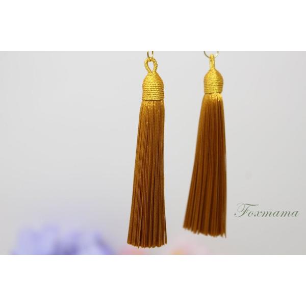 タッセル 2個 黄土色x金 ゴールド帽子 わっか付 (PTS65YOCJJ00)