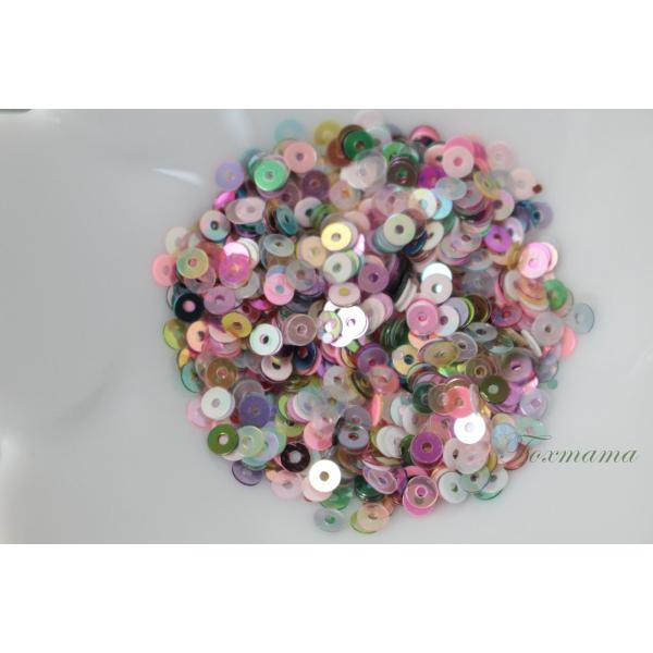 スパンコール 3mm 約2g 丸 平 薄オーロラ 混色 (SCC03AMXHWHR)