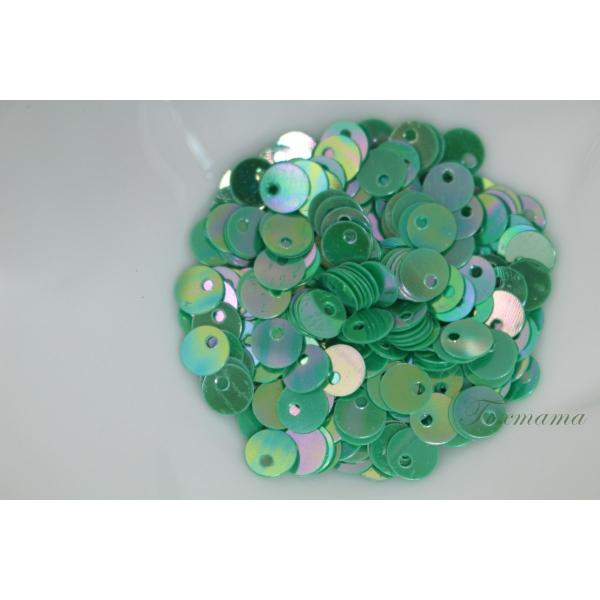 スパンコール 5mm 約290枚(約2g) 丸 トップホール オーロラ 緑 (SCC05AGRHWT...