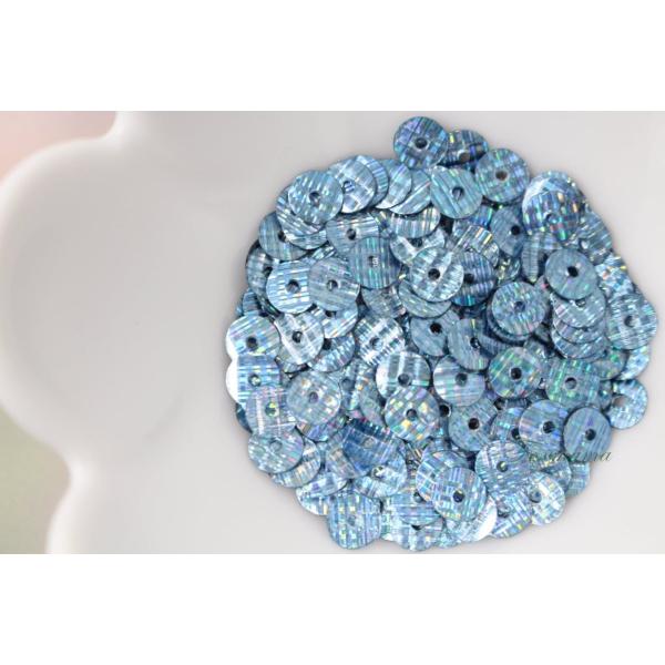 スパンコール 約360個(約2g) 丸 5mm レーザー ストライプ 水色 (SCC05ZWTJHS...