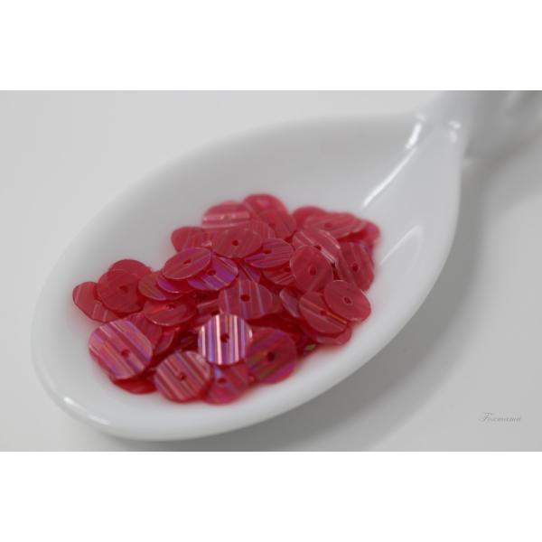 スパンコール 約300枚(約3.5g) 丸 ストライプ型押し 6mm クリアチェリー(SCC060C...