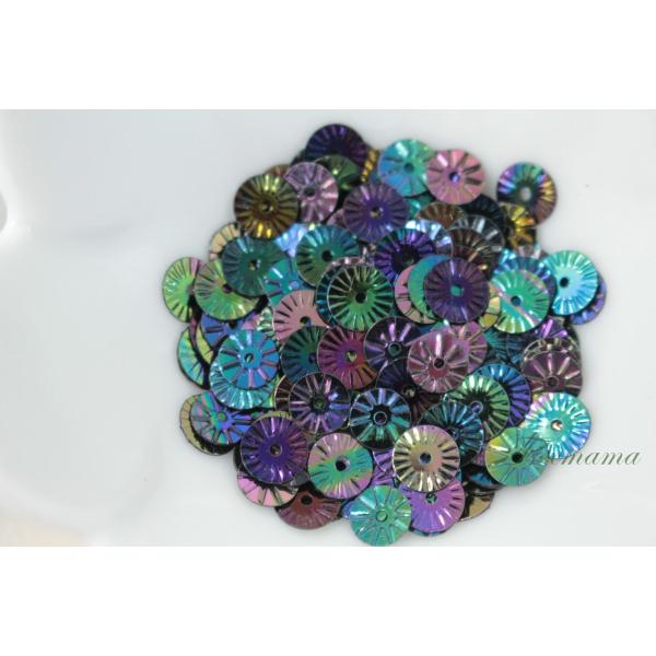 [訳あり]スパンコール 6mm 約200枚(約2g) 丸 オーロラ 黒 型押し2種ミックス (SCC...