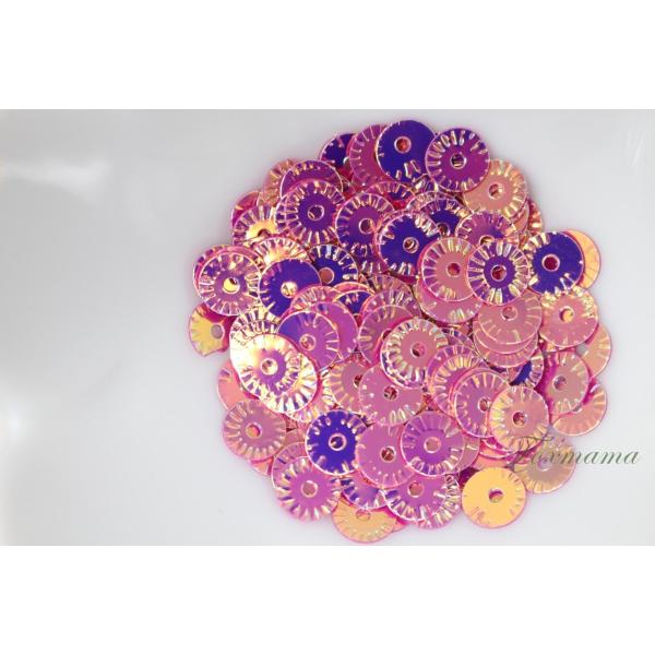 スパンコール 約160枚(約2g) 丸 6mm 型押し オーロラ 赤紫 (SCC06ARMSEK1)