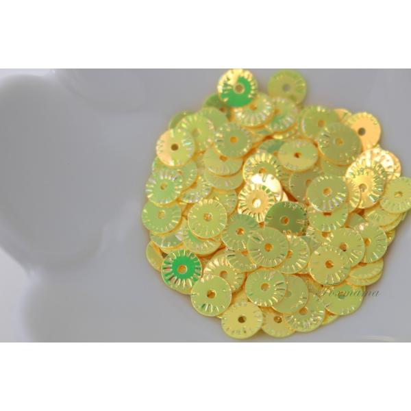 スパンコール約160枚(約2g分)丸 型押し 6mm オーロラ系黄色 (SCC06AYLBSK1)