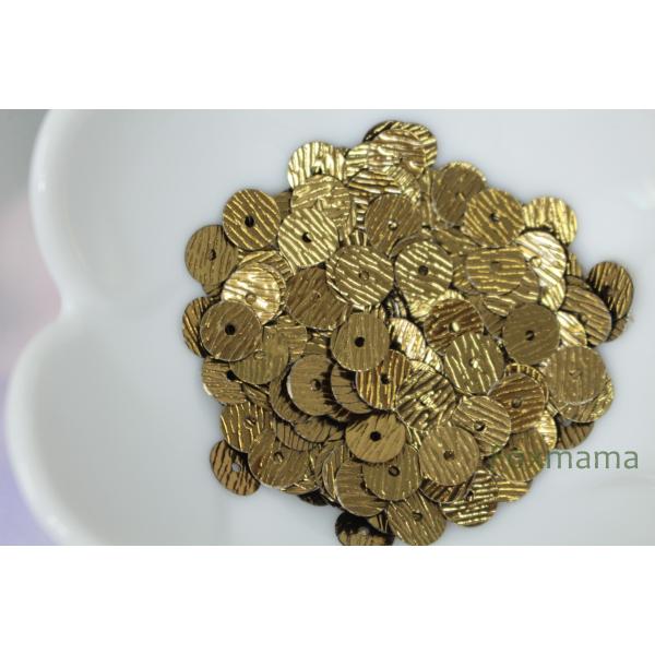 スパンコール 6mm 約300枚(約2.5g) 丸 メタリック 木目型押し 金色系 (SCC06TG...