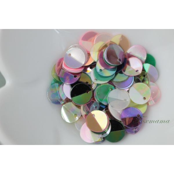 スパンコール 8mm 約120枚(約2g) 丸 中折 オーロラ 混色 (SCC08AMXHWFD)