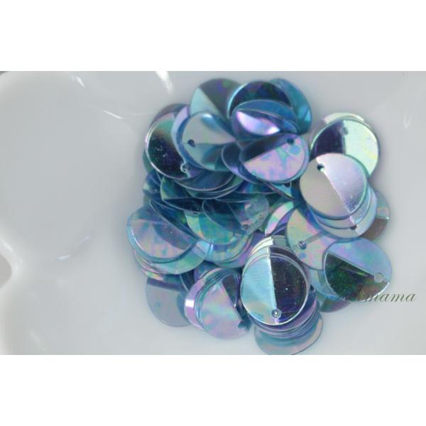 スパンコール 10mm 約90枚(約2.5g) 丸 中折 トップホール オーロラ 青 (SCC10A...