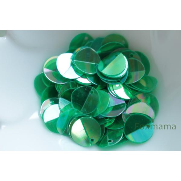 スパンコール 10mm 約90枚(約2.5g) 丸 中折 トップホール オーロラ 緑(SCC10AG...