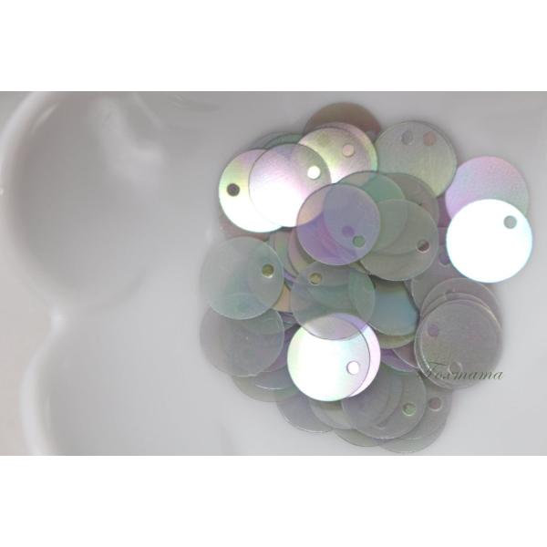 スパンコール 約70枚(約2g) トップホール 丸 10mm 半透明 オーロラ グレー(SCC10A...