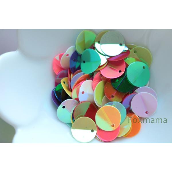 スパンコール 10mm 約80枚(約2.5g) 丸 中折 トップホール オーロラ 混色 (SCC10...