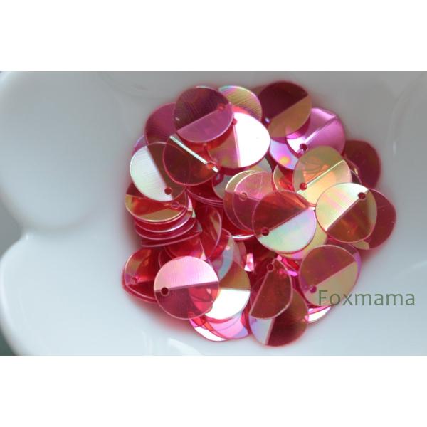 スパンコール 10mm 約90枚(約2.5g) 丸 中折 トップホール オーロラ赤・ピンク系 (SC...