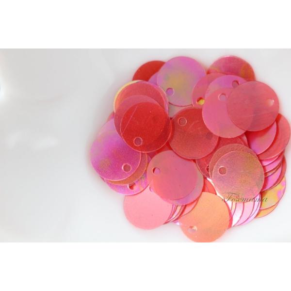 スパンコール 約70枚(約2g) トップホール 丸10mm 半透明 オーロラ赤(SCC10ARDJQ...