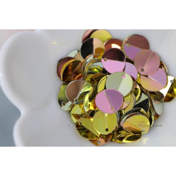 スパンコール 約90枚(約2.5g)トップホール 丸 中折 1cm グラデーション金xピンク(SCC...