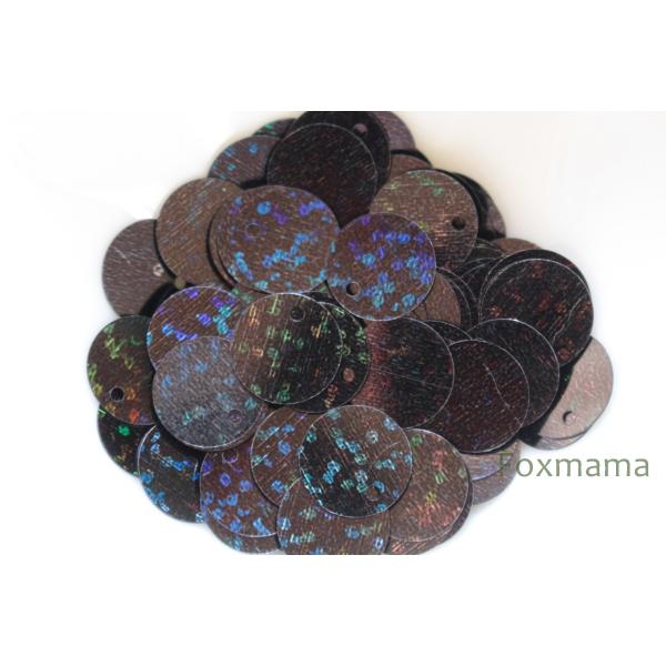 【訳あり品】スパンコール 10mm 約100枚(約3g) 丸 トップホール ホログラム 黒 (SCC...