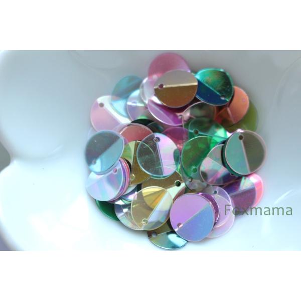 スパンコール 10mm 約90枚(約2.5g) 丸 中折 トップホール オーロラ 半透明混色 (SC...