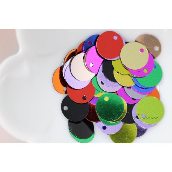 スパンコール 約70枚(約2g) トップホール 丸 10mm メタリック 混色(SCC10TMXJQ...