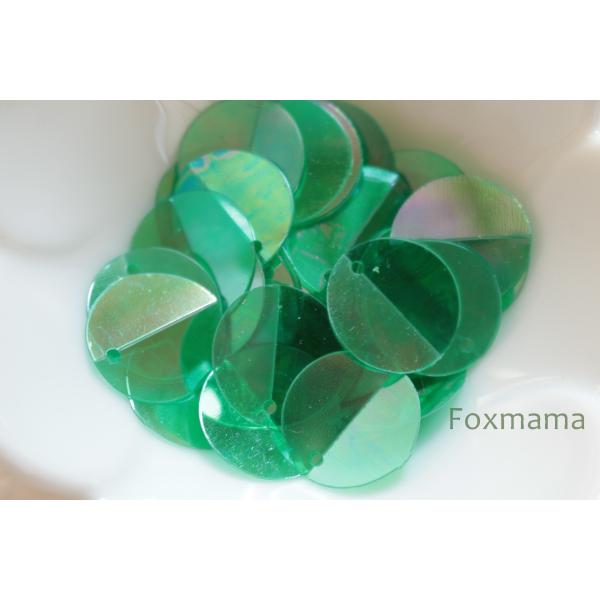 スパンコール 15mm 約43枚(約3g) 丸 折れ トップホール オーロラ 緑 (SCC15AGR...