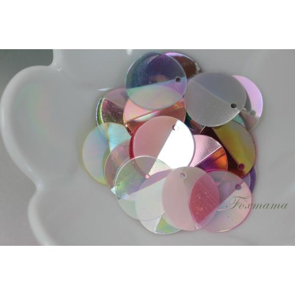 スパンコール 15mm 約45枚(約3g) 丸 中折 トップホール オーロラ 混色 (SCC15AM...