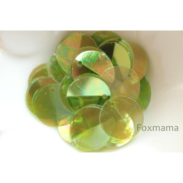 スパンコール 15mm 約43枚(約3g) 丸 折れ トップホール オーロラ 黄緑 (SCC15AY...