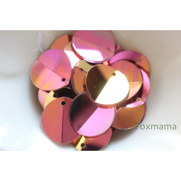 スパンコール 15mm 約43枚(約3g) 丸 折れ トップホール グラデ ピンクx金色 (SCC1...