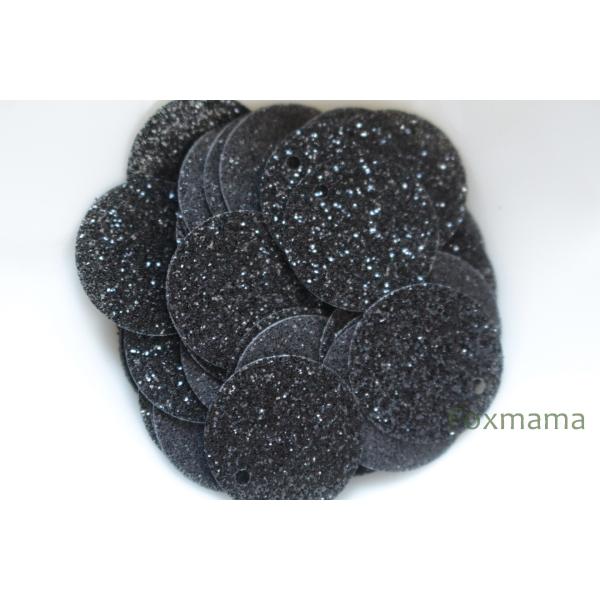 スパンコール 16mm 約43枚(約3g) 丸 トップホール ラメ 黒 (SCC16LBKWSTH)