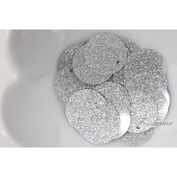 スパンコール 約38枚(約2.5g) 丸 16mm ラメ銀色 シルバー トップホール (SCC16L...