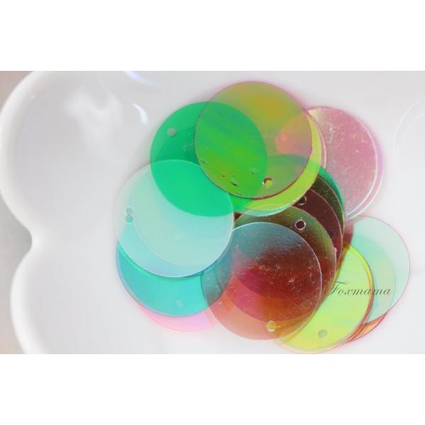 スパンコール 約28枚(約3g) トップホール 丸 19mm 半透明 混色(SCC19BMXJQTH...