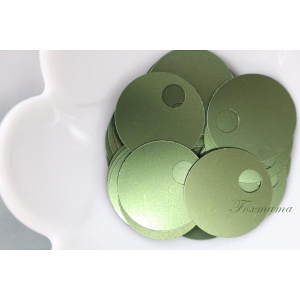 スパンコール 約32枚(約3g) 丸 トップホールL 19mm メタリック マット 緑(SCC19T...