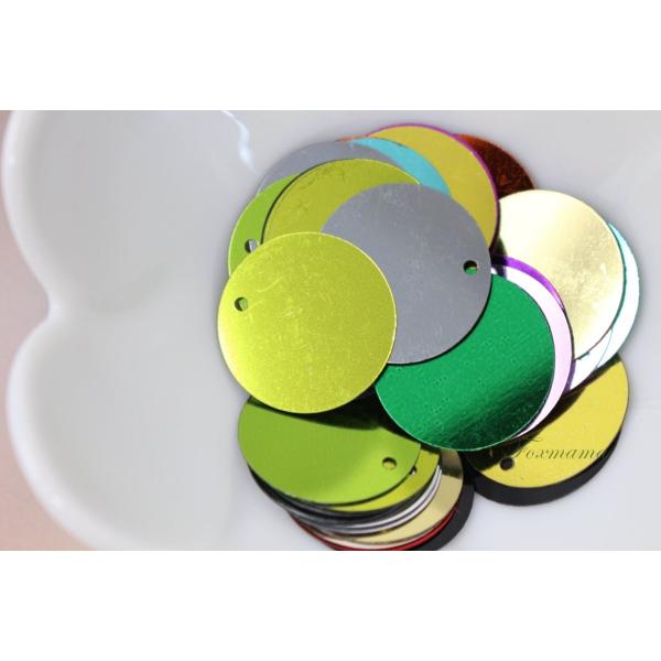 スパンコール 約28枚(約3g) トップホール 丸 19mm メタリック 混色(SCC19TMXJQ...