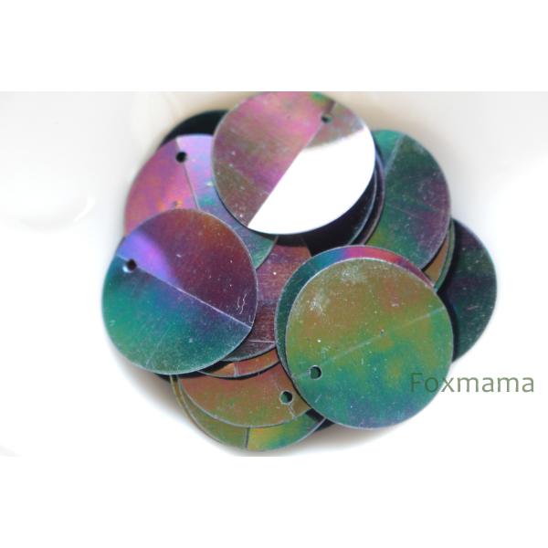 【訳ありセール品】スパンコール 20mm 約25枚(約3g) 丸 折れ オーロラ 黒 (SCC20A...