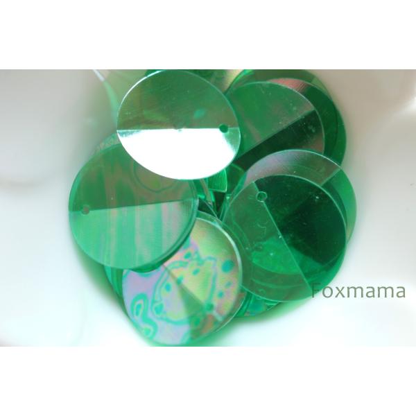 スパンコール 20mm 約25枚(約3g) 丸 折れ トップホール オーロラ 緑 (SCC20AGR...