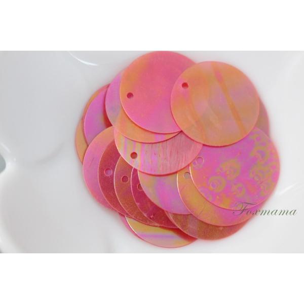 スパンコール 20mm 約28枚(約3g) 丸 トップホール オーロラ 赤 (SCC20ARDHYT...