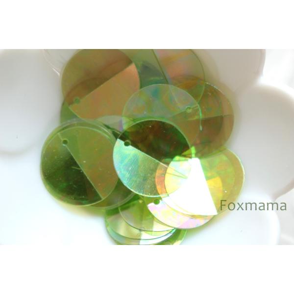 スパンコール 20mm 約25枚(約3g) 丸 折れ トップホール オーロラ 黄緑 (SCC20AY...